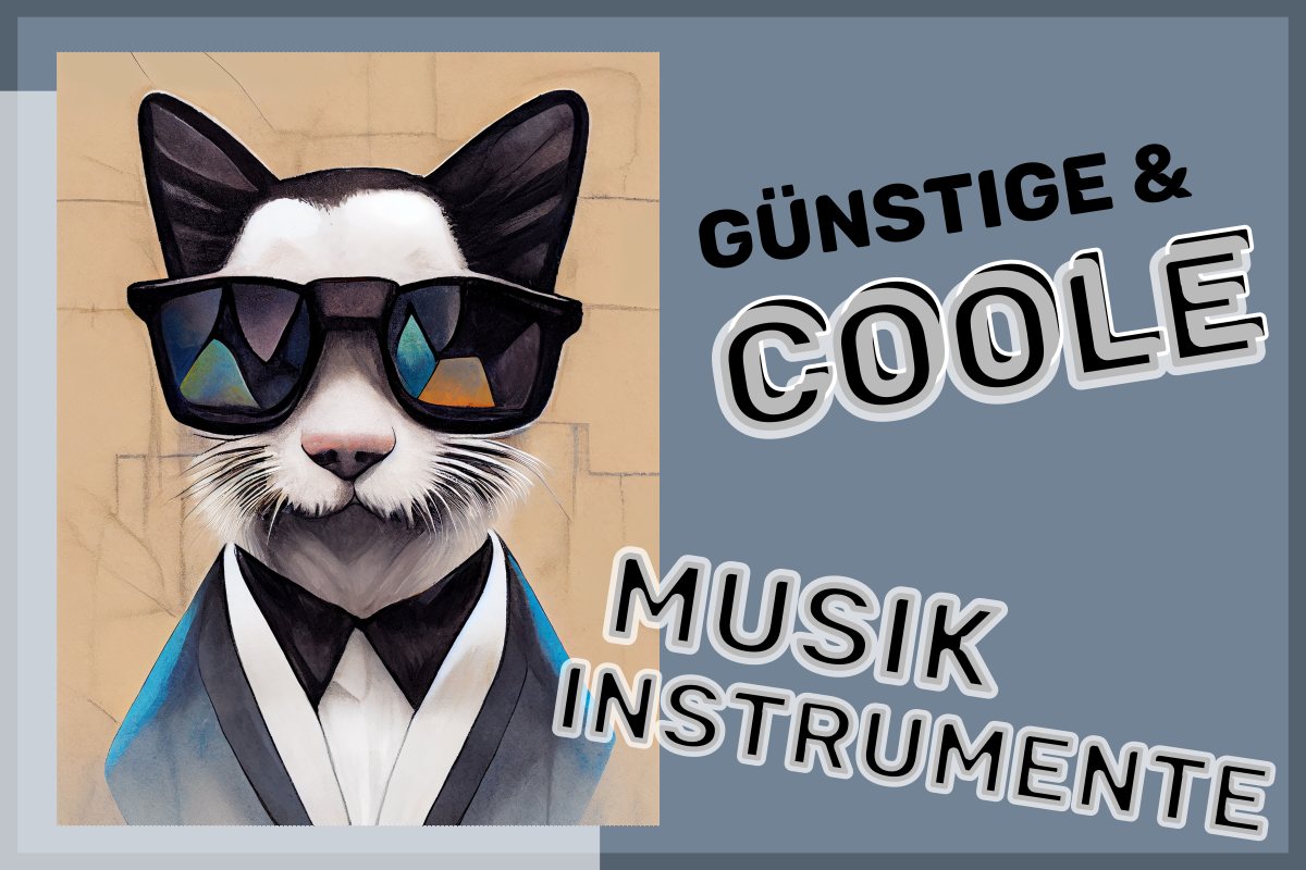 guenstige coole musikinstrumente katze mit sonnenbrille und smoking