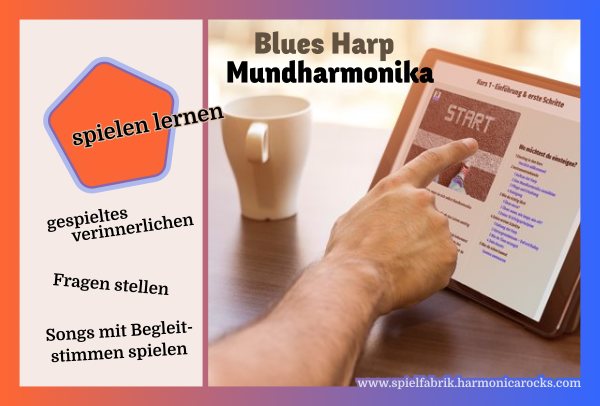 werbung blues harp mundharmonika spielen lernen gespieltes verinnerlichen mit begleitstimmen spielen